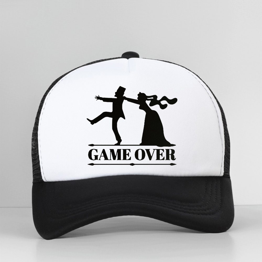 Trucker Cap Mesh - หมวกแก๊ปเบสบอลลาย Game Over Bride Groom Bachelor