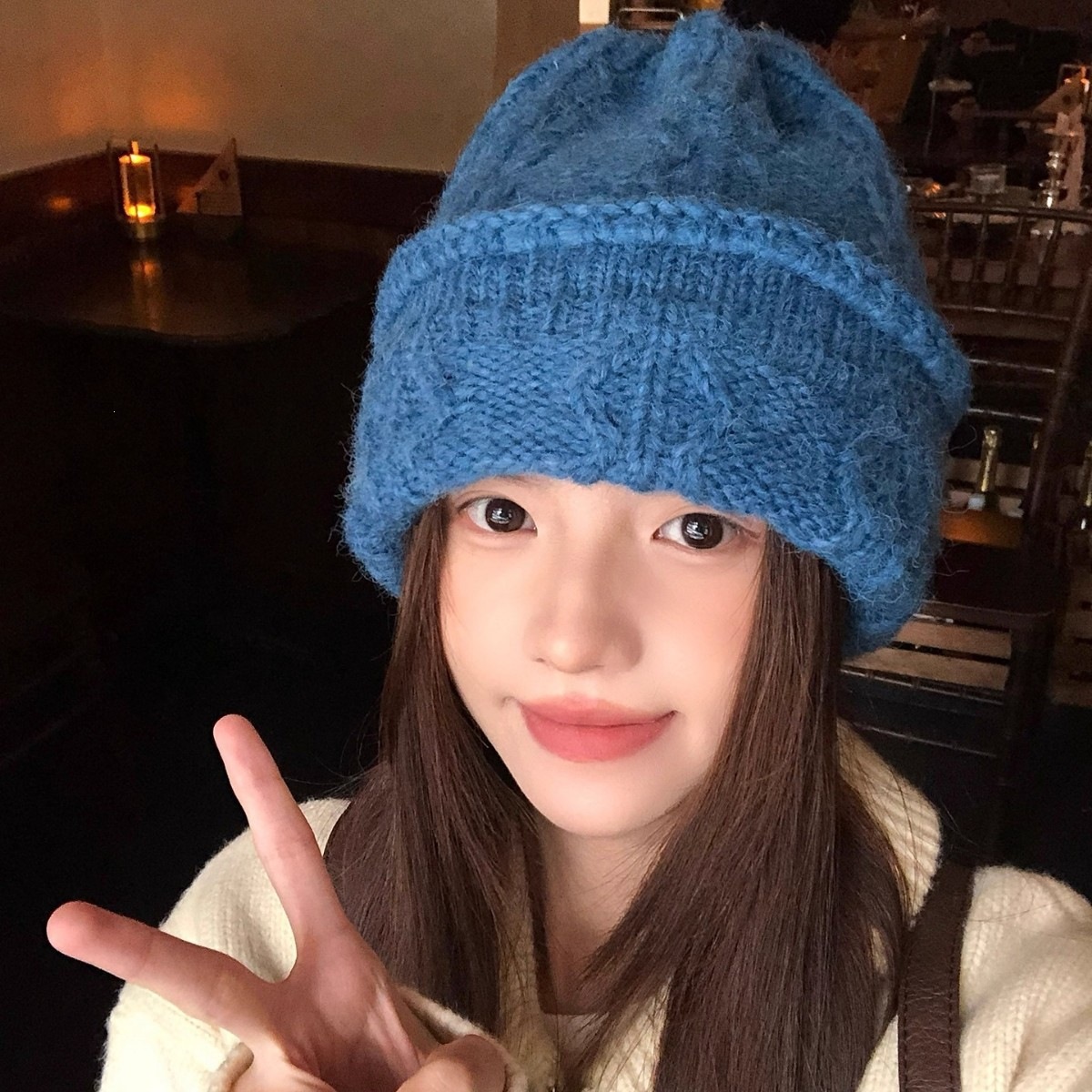 หมวกบีนนี่ถักลายสายเคเบิลสีครี - Beanie Cuffed Knit บทวิจารณ์และราคา