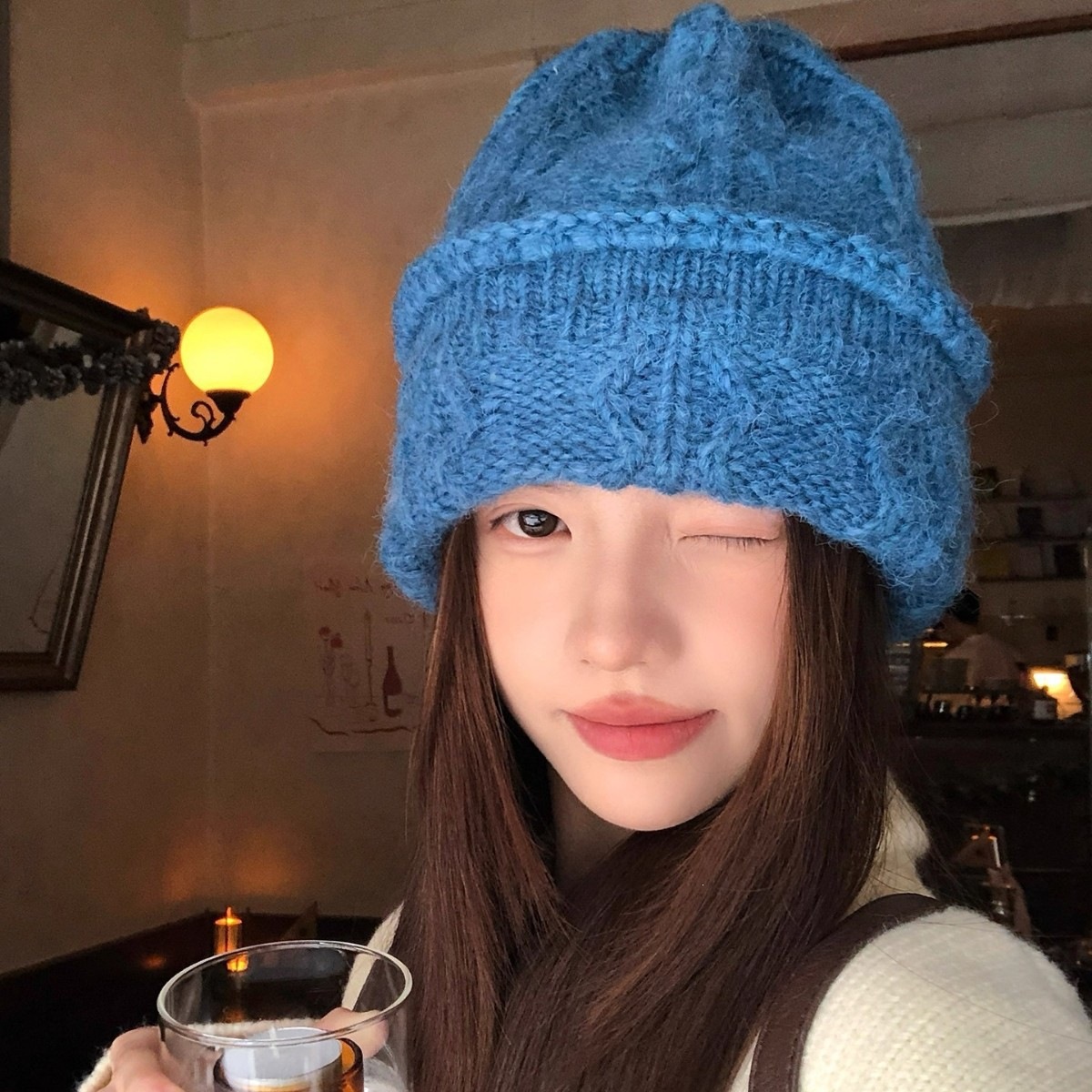 หมวกบีนนี่ถักลายสายเคเบิลสีครี - Beanie Cuffed Knit บทวิจารณ์และราคา